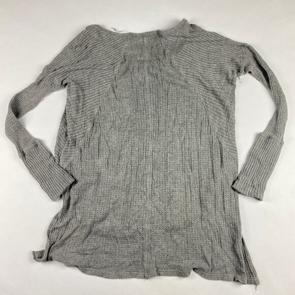 Free People Ventura Waffle Knit Hi Lo Shirt Women's Size M Gray - Picture 3 of 16